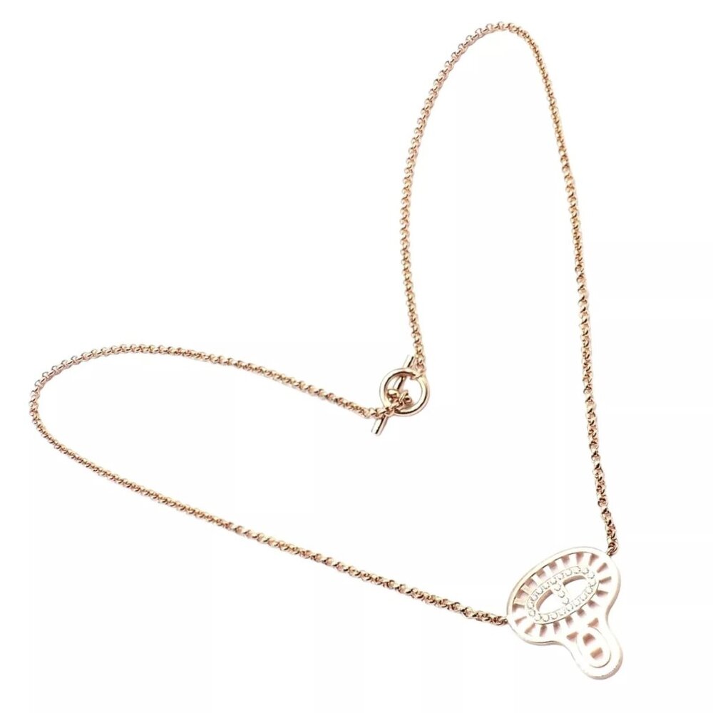 Authentic! Hermes Chaine D'ancre Divine 18k Rose Gold Diamond Necklace Cert Box
